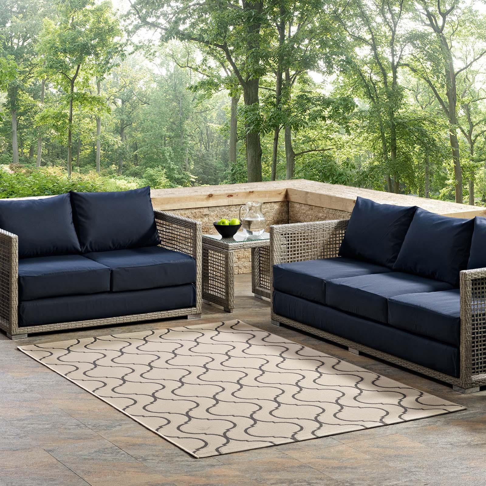 Modway Linza Wave Abstract Trellis Indoor and Outdoor Area Rug FredCo