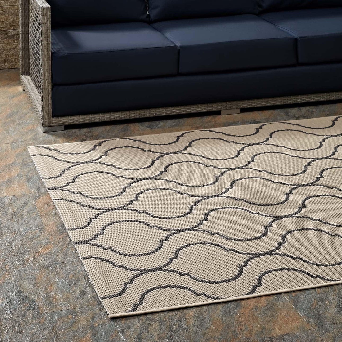 Modway Linza Wave Abstract Trellis Indoor and Outdoor Area Rug FredCo