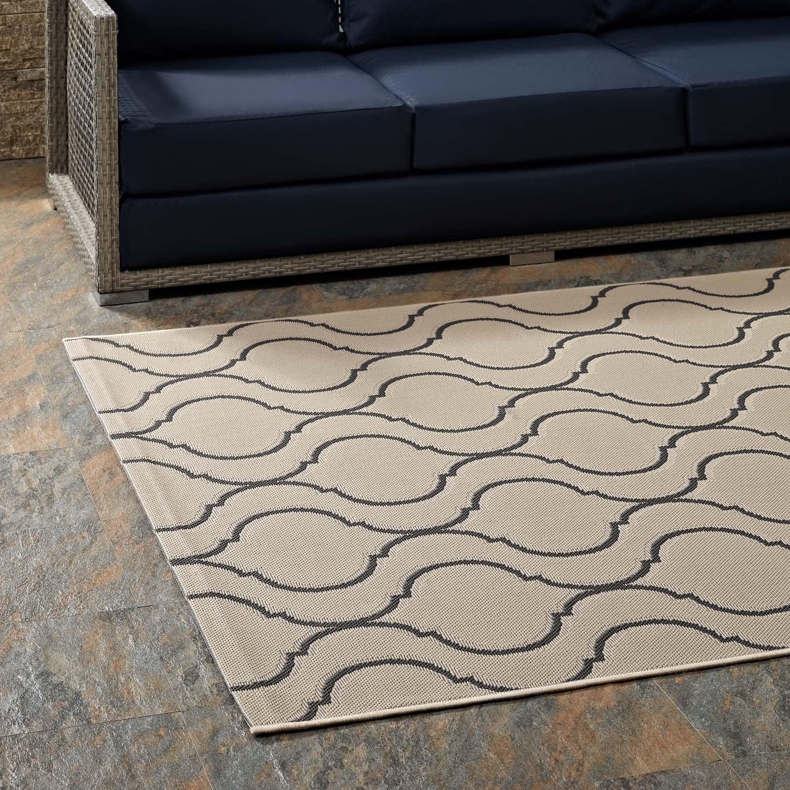 Modway Linza Wave Abstract Trellis Indoor and Outdoor Area Rug FredCo