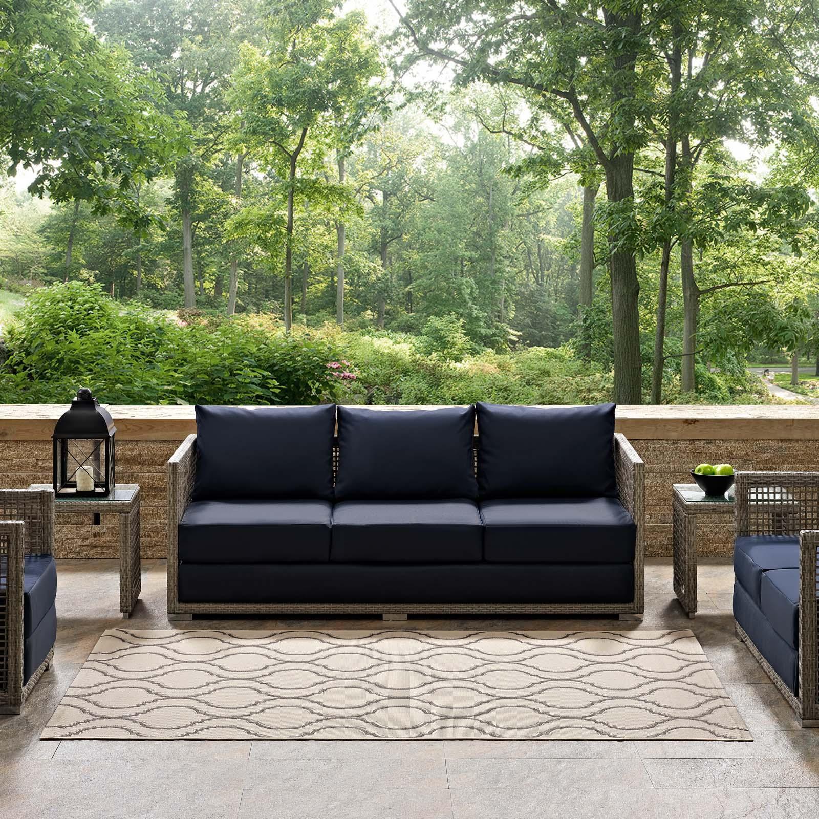 Modway Linza Wave Abstract Trellis Indoor and Outdoor Area Rug FredCo