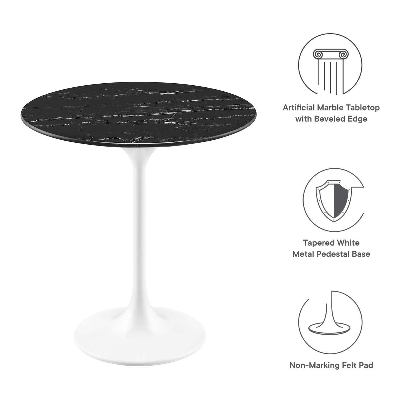 Modway Lippa 20" Round Artificial Marble Side Table FredCo