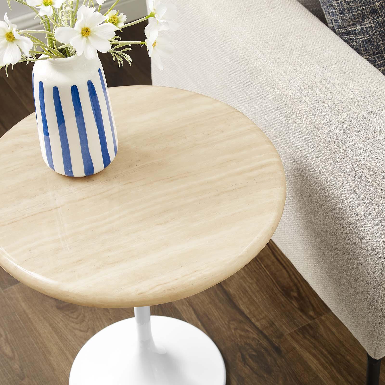 Modway Lippa 20" Round Artificial Travertine Side Table FredCo