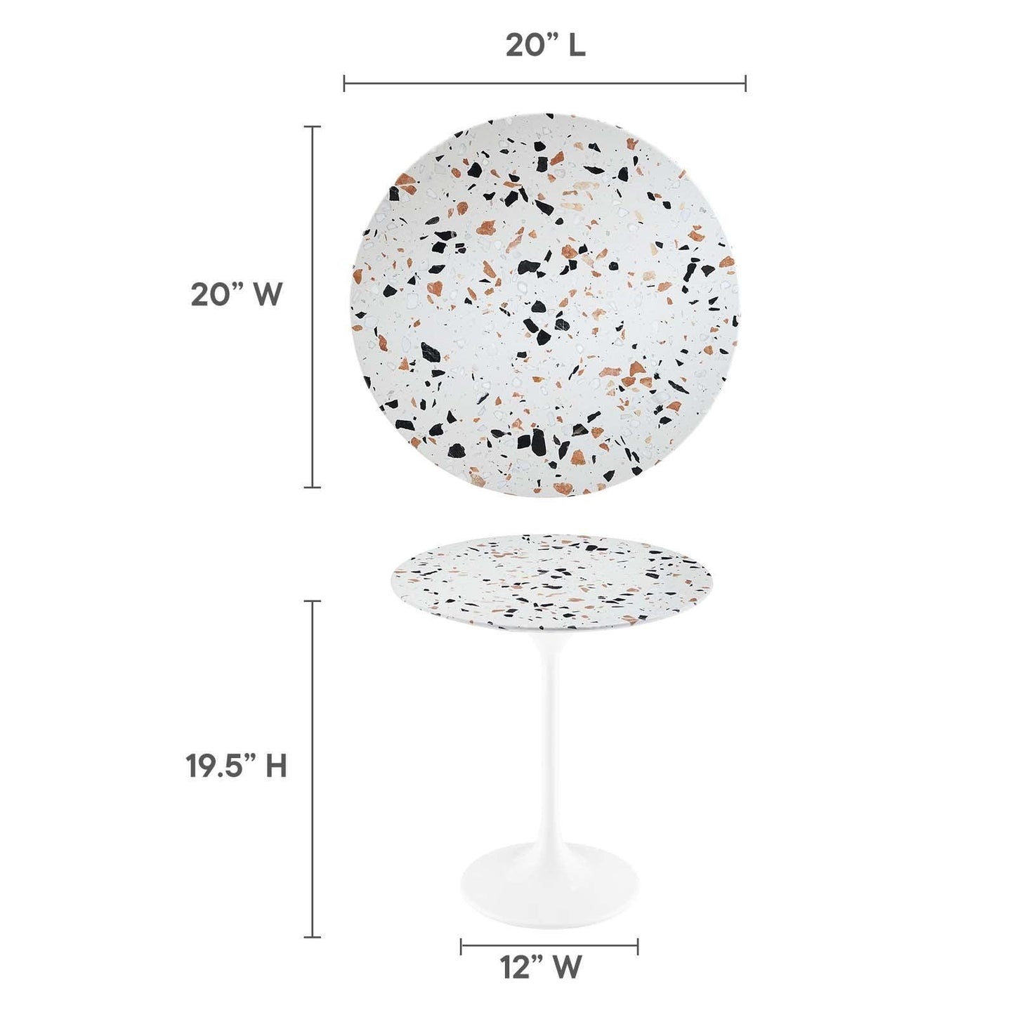 Modway Lippa 20" Round Terrazzo Side Table FredCo