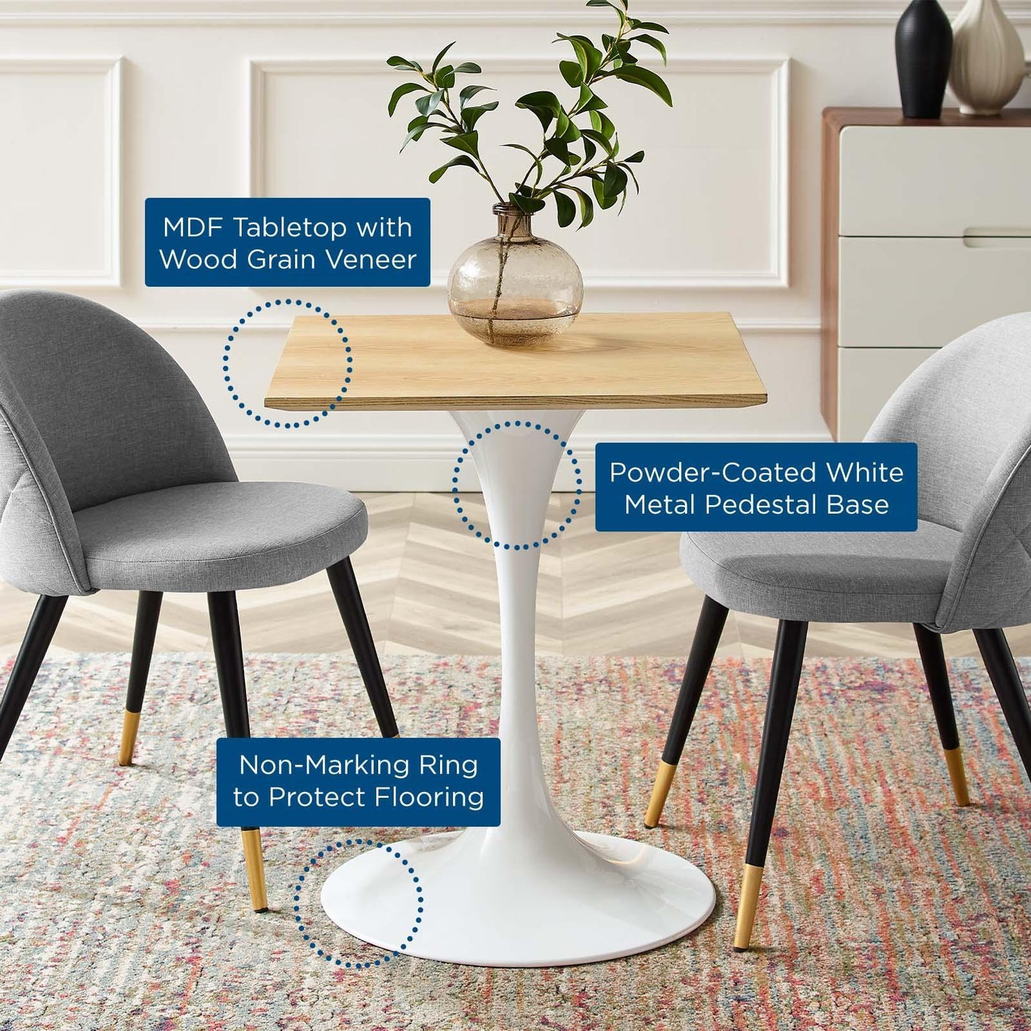 Modway Lippa 24" Square Dining Table FredCo