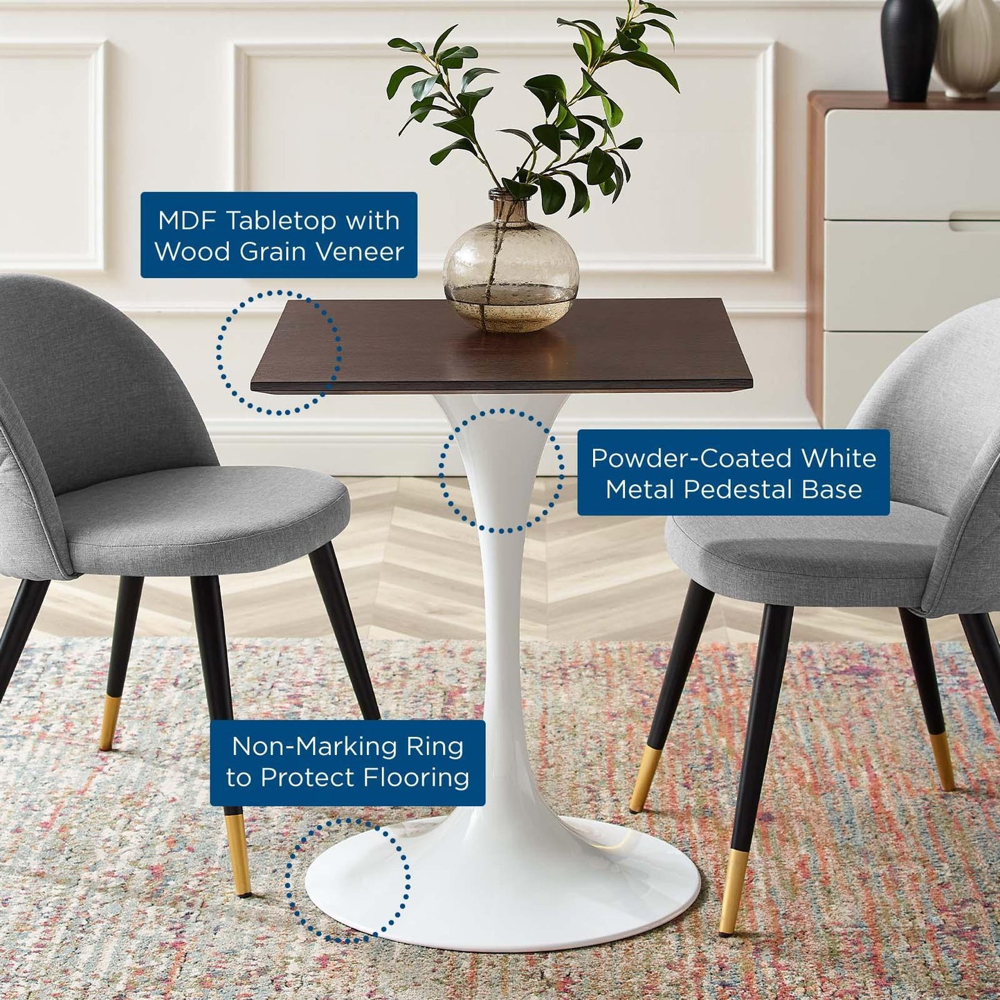 Modway Lippa 24" Square Dining Table FredCo
