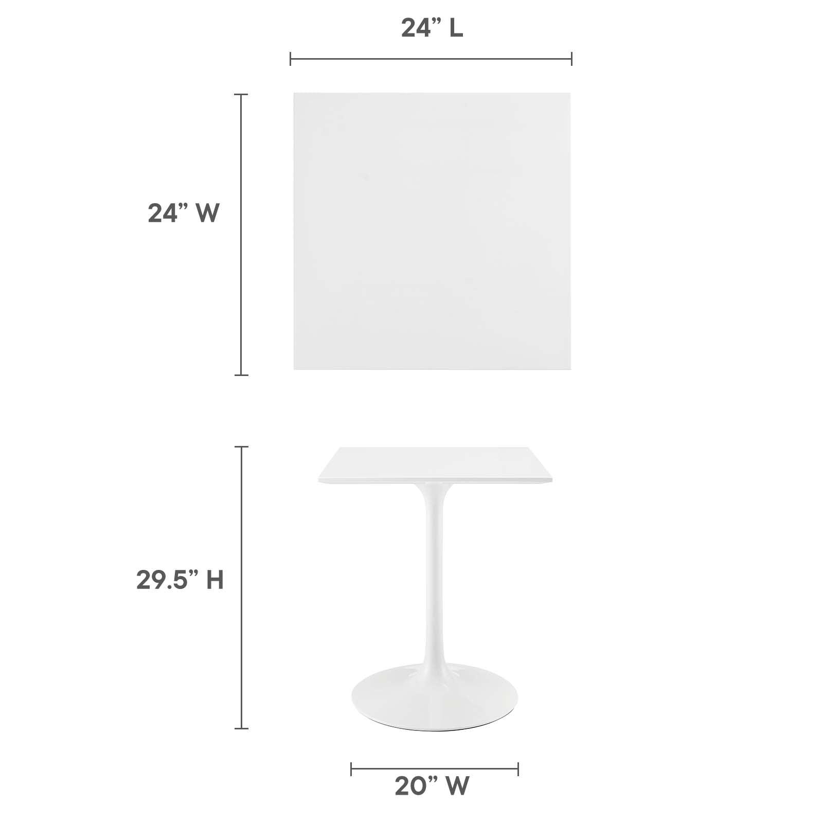 Modway Lippa 24" Square Wood Top Dining Table, White FredCo