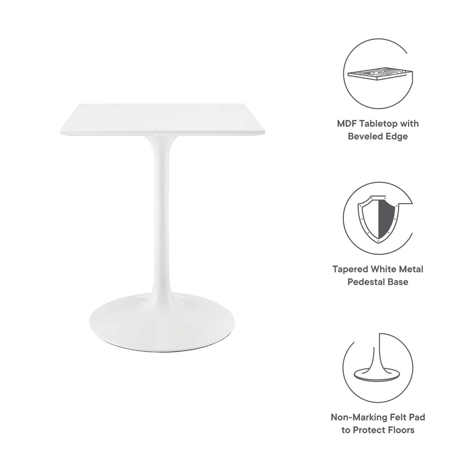 Modway Lippa 24" Square Wood Top Dining Table, White FredCo