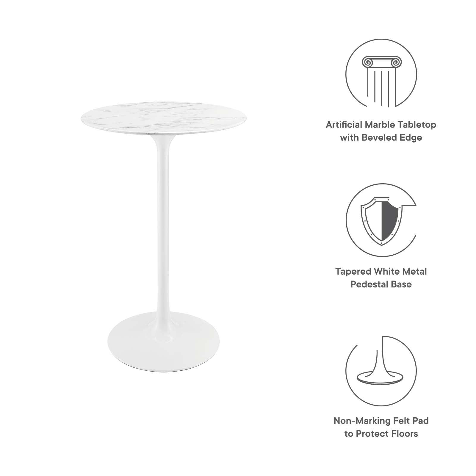 Modway Lippa 28" Round Artificial Marble Bar Table FredCo