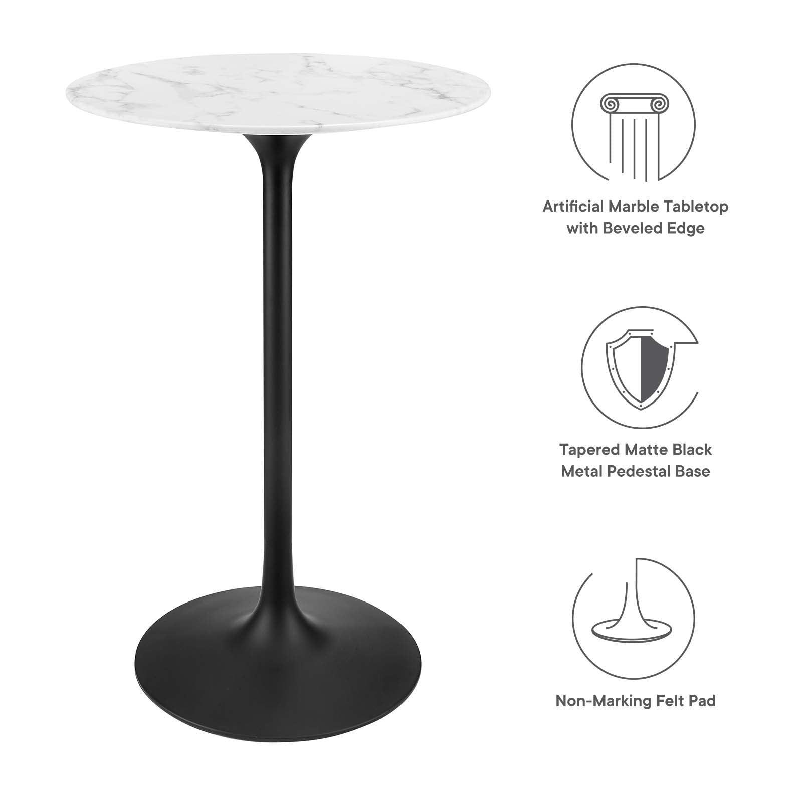 Modway Lippa 28" Round Artificial Marble Bar Table, EEI-3547 FredCo