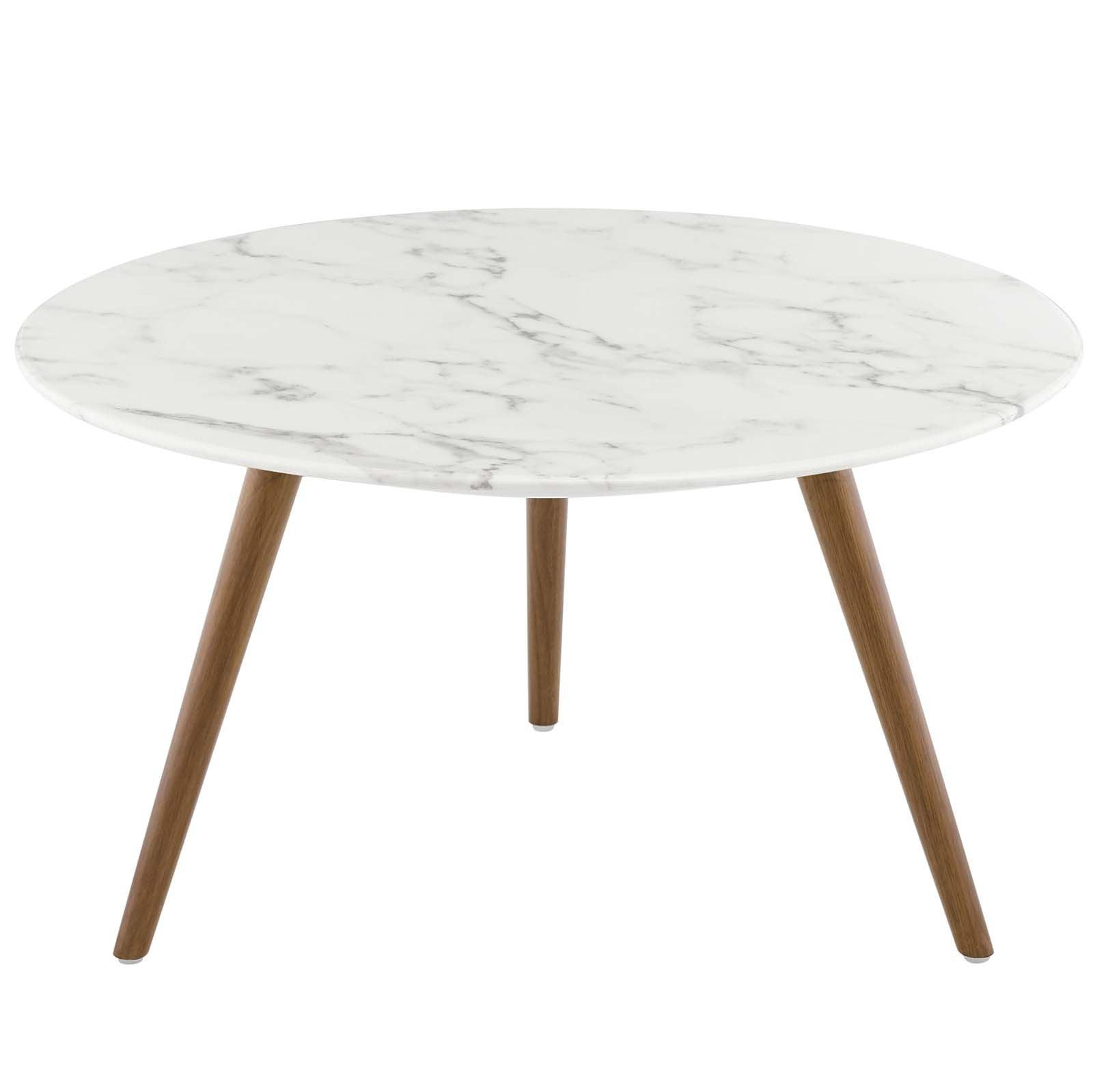 Modway Lippa 28" Round Artificial Marble Coffee Table with Tripod Base FredCo
