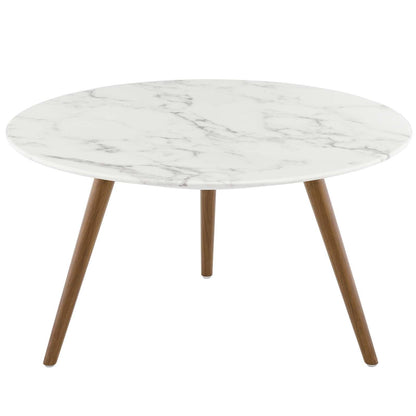 Modway Lippa 28" Round Artificial Marble Coffee Table with Tripod Base FredCo