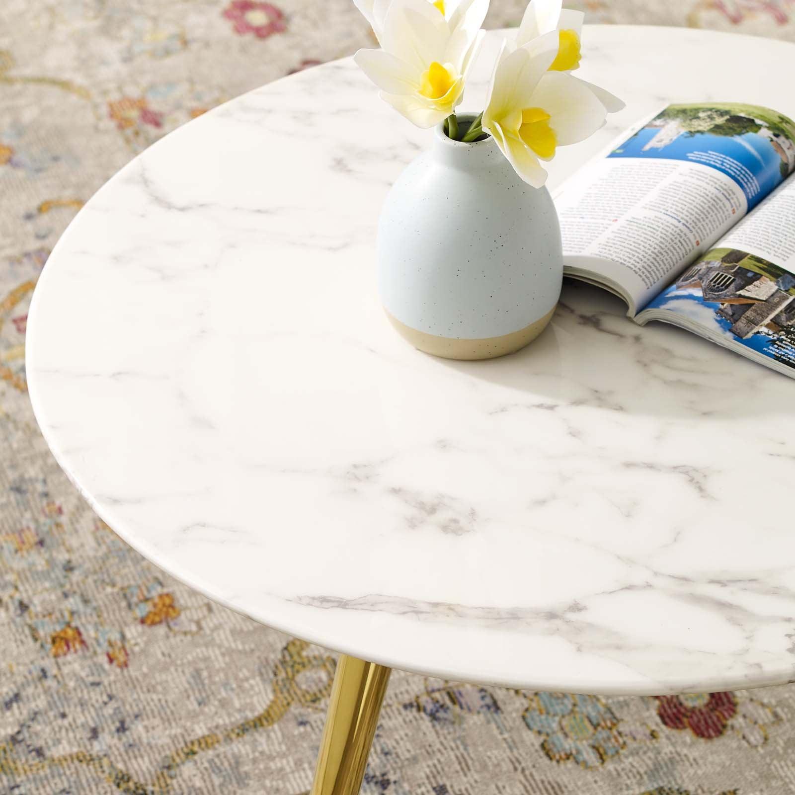 Modway Lippa 28" Round Artificial Marble Coffee Table with Tripod Base, EEI-3664 FredCo