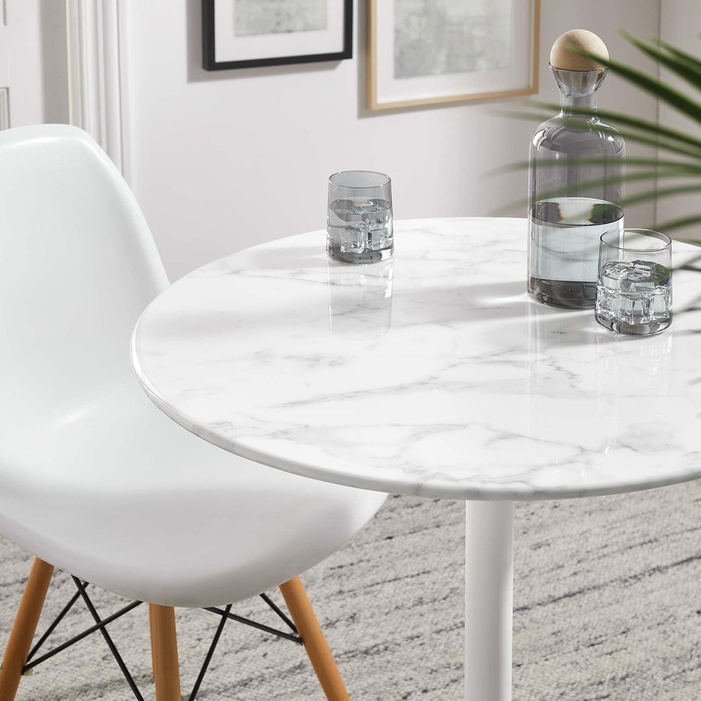Modway Lippa 28" Round Artificial Marble Dining Table FredCo