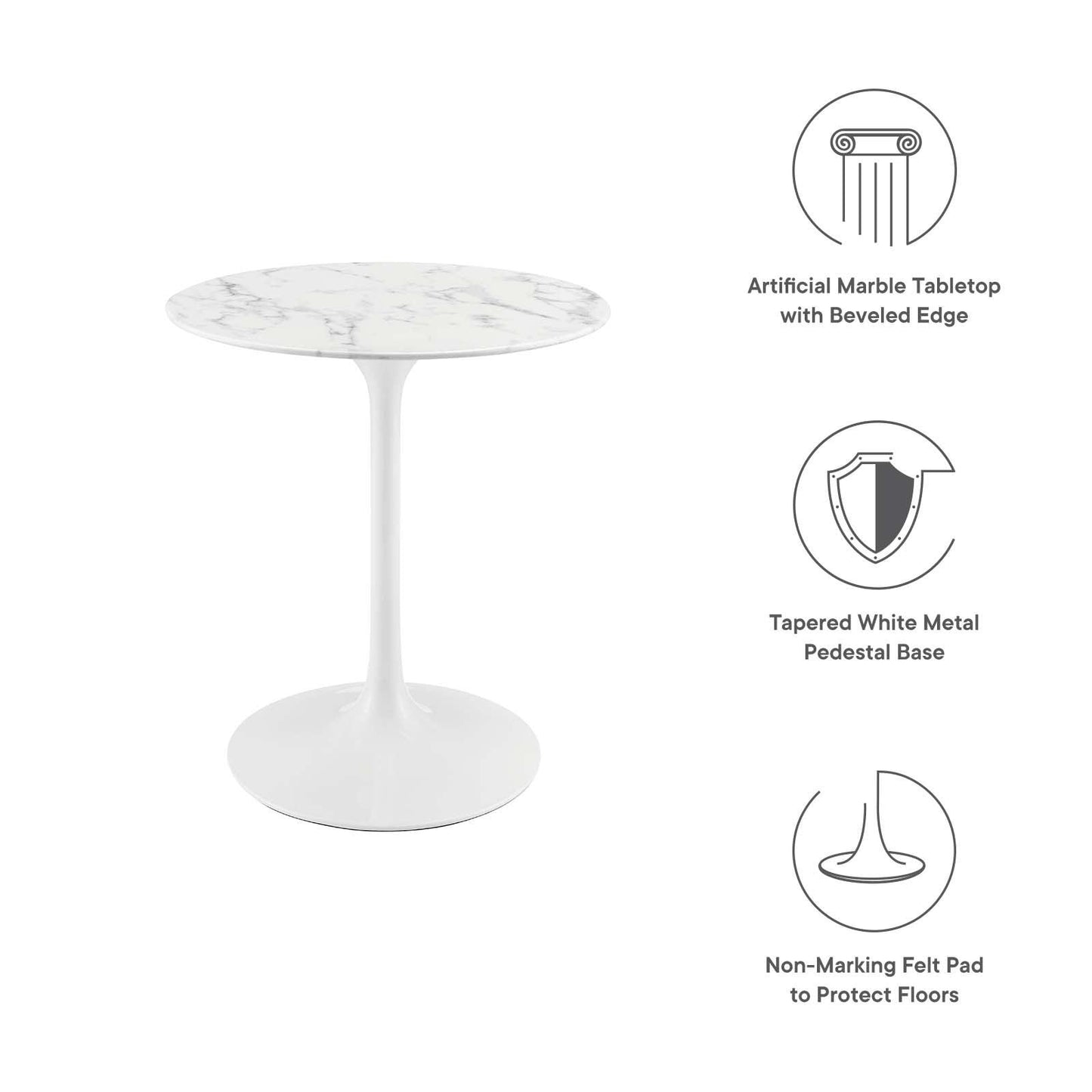 Modway Lippa 28" Round Artificial Marble Dining Table FredCo
