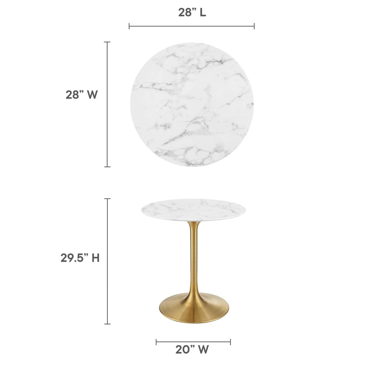 Modway Lippa 28" Round Artificial Marble Dining Table, EEI-3213 FredCo