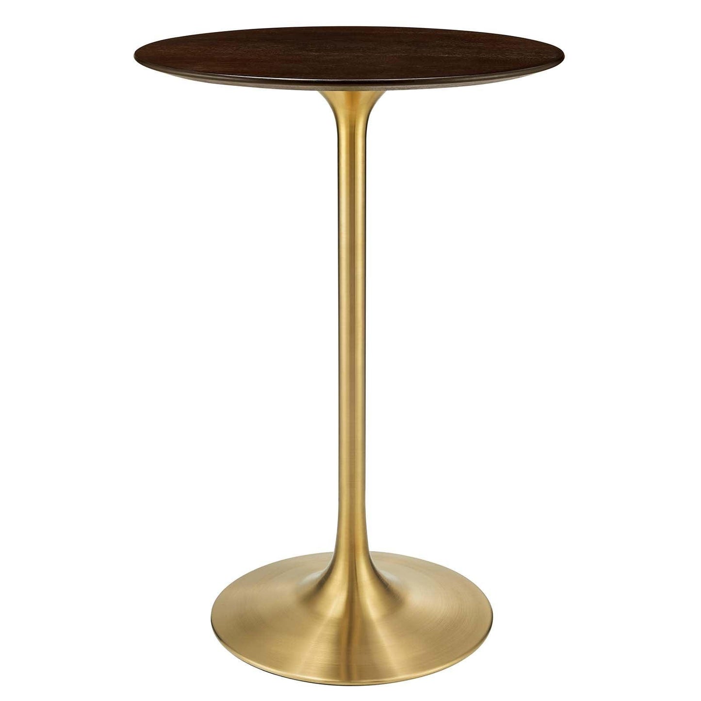 Modway Lippa 28" Round Cherry Walnut Wood Grain Bar Table FredCo