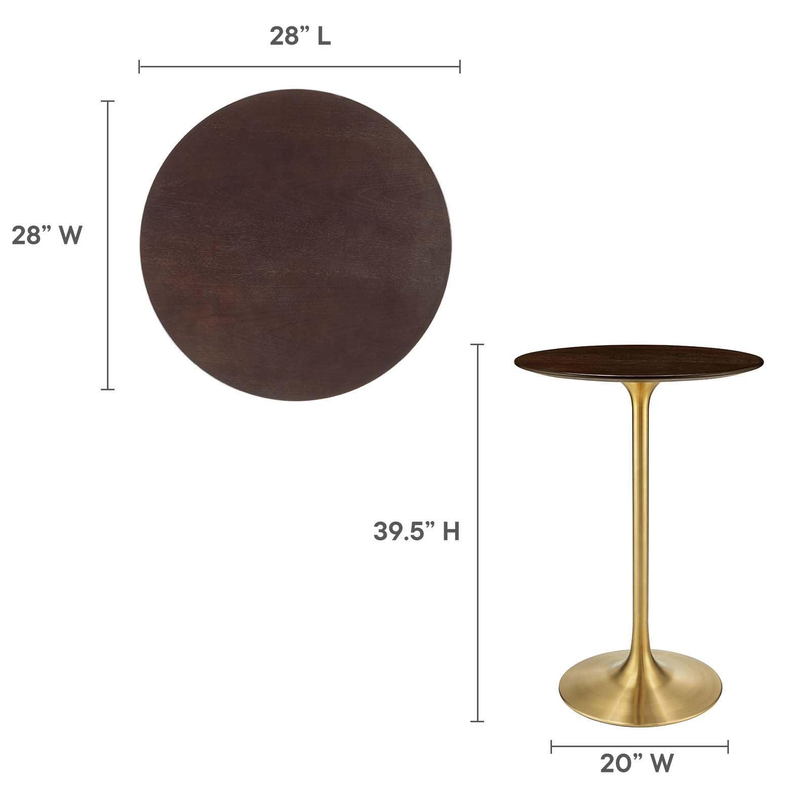 Modway Lippa 28" Round Cherry Walnut Wood Grain Bar Table FredCo