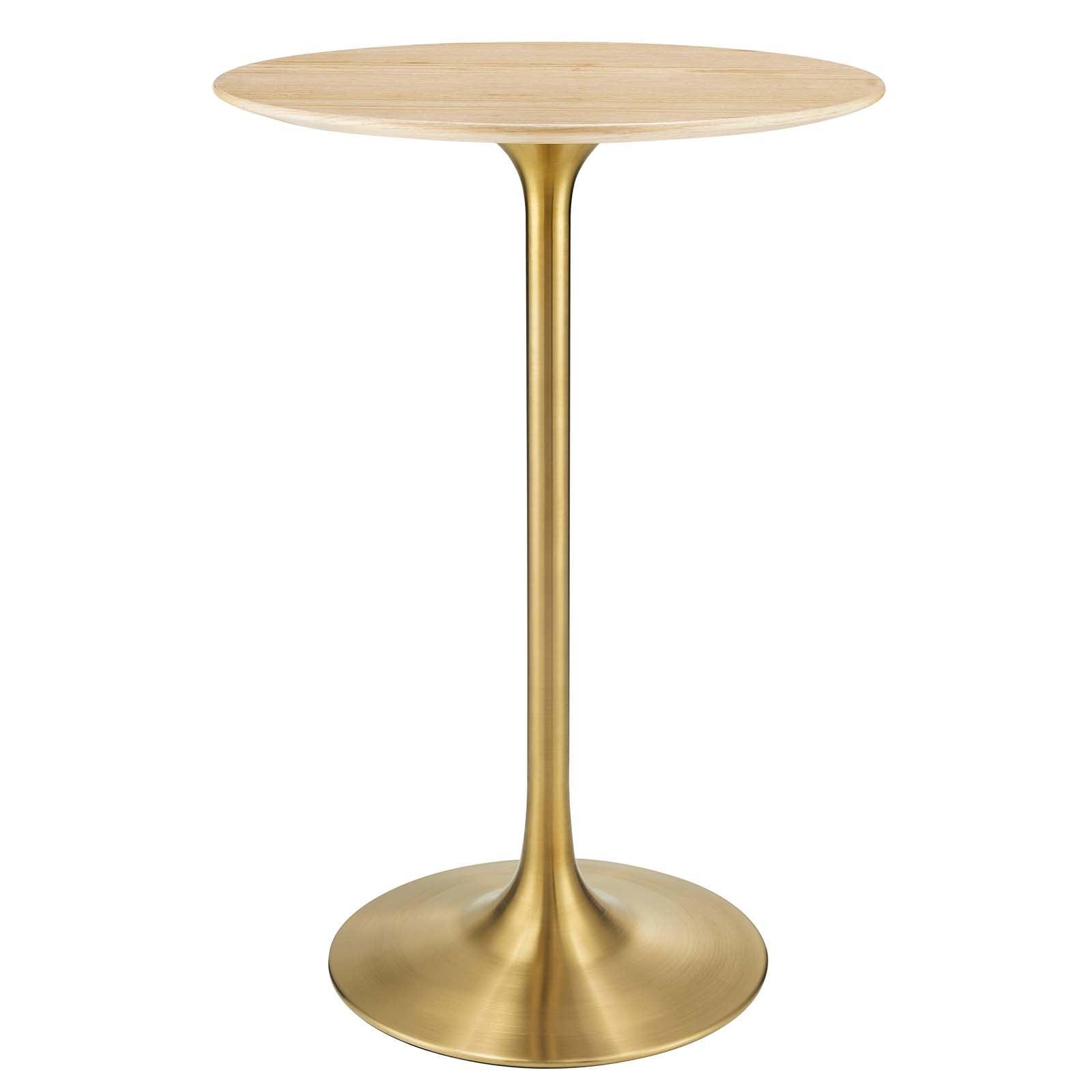 Modway Lippa 28" Round Natural Wood Grain Bar Table FredCo