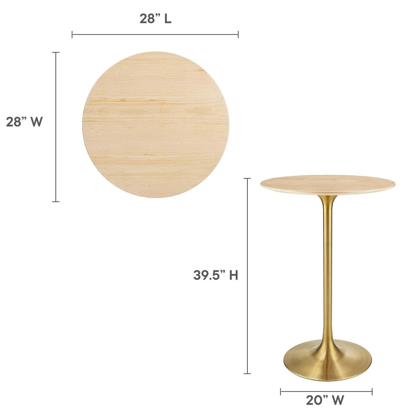 Modway Lippa 28" Round Natural Wood Grain Bar Table FredCo