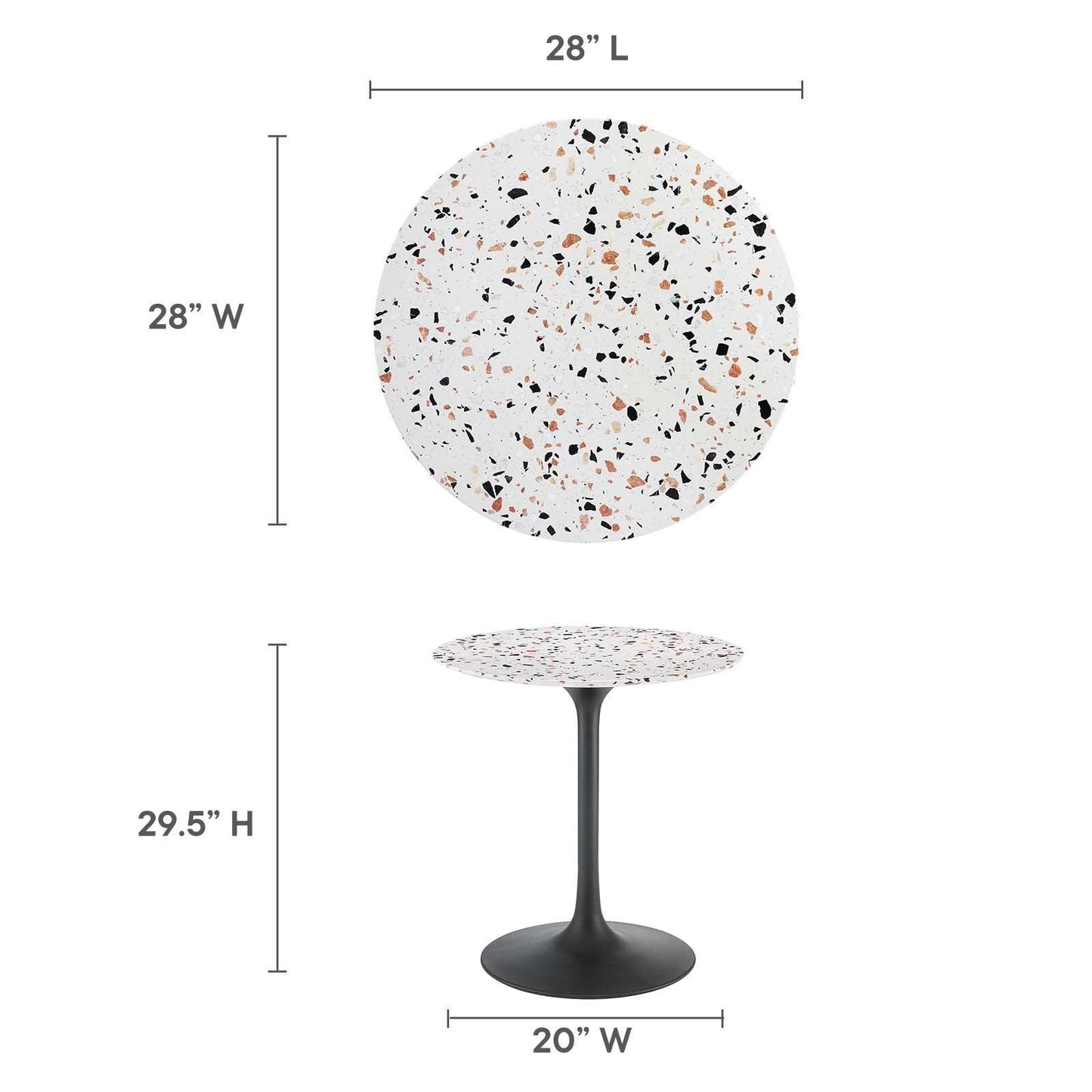 Modway Lippa 28" Round Terrazzo Dining Table FredCo