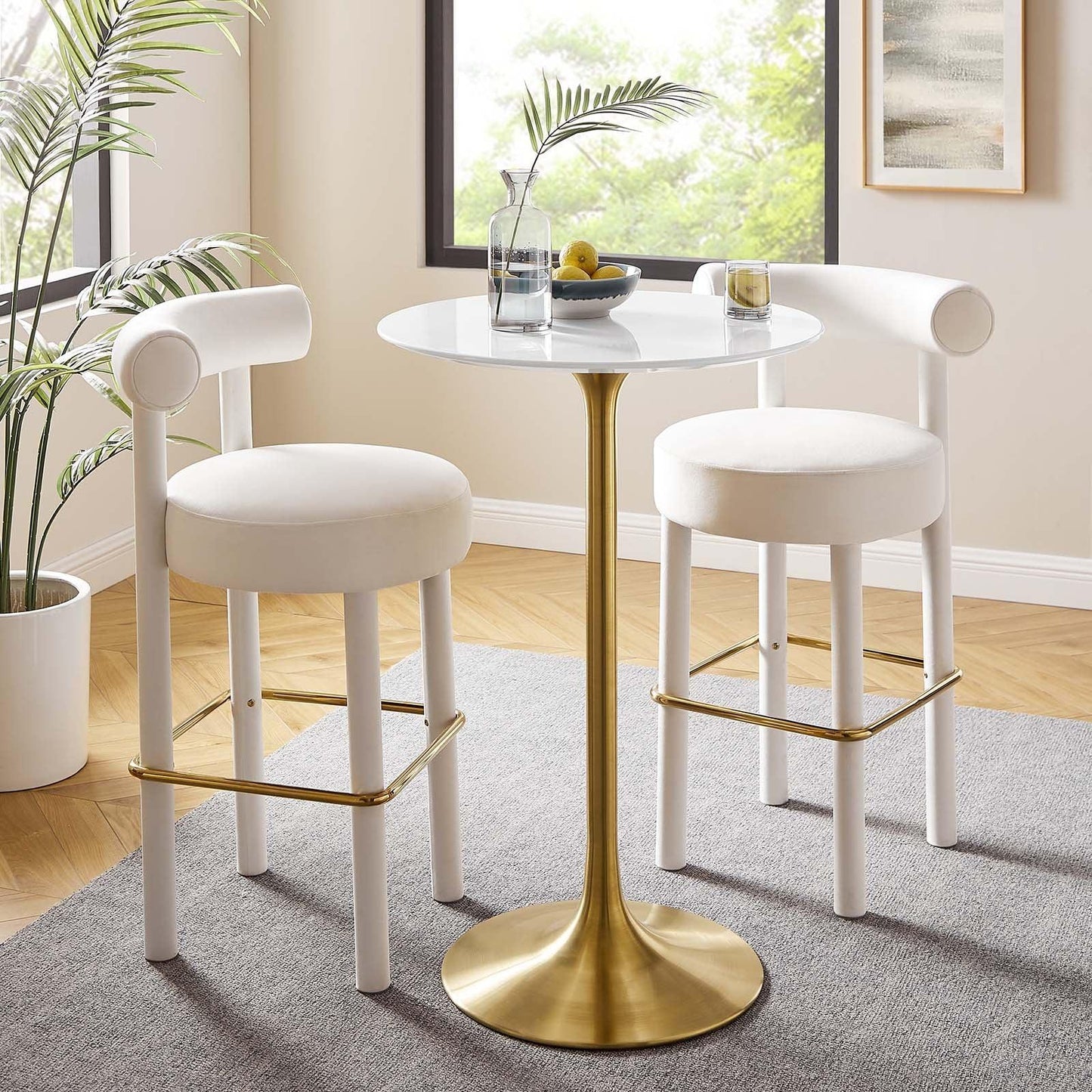 Modway Lippa 28" Round Wood Top Bar Table FredCo