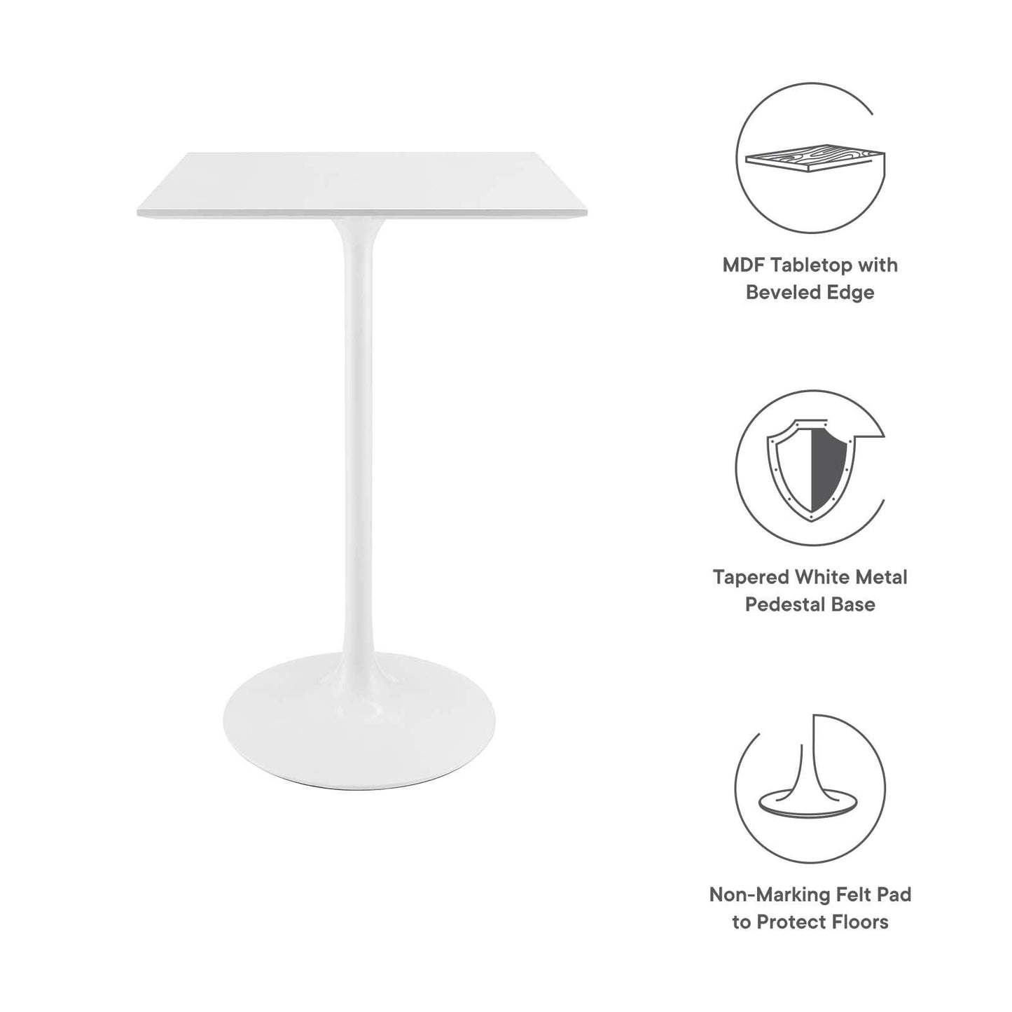 Modway Lippa 28" Square Bar Table FredCo