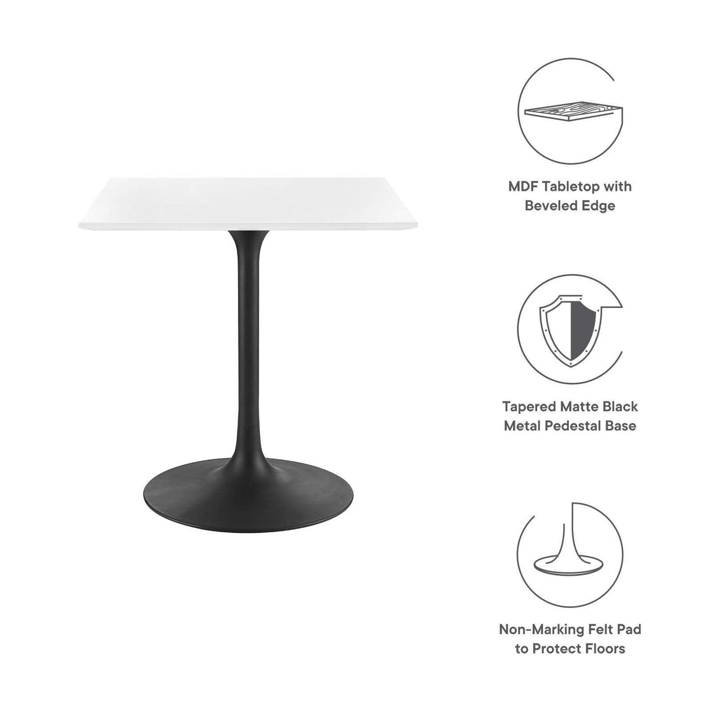 Modway Lippa 28" Square Dining Table, EEI-3513 FredCo