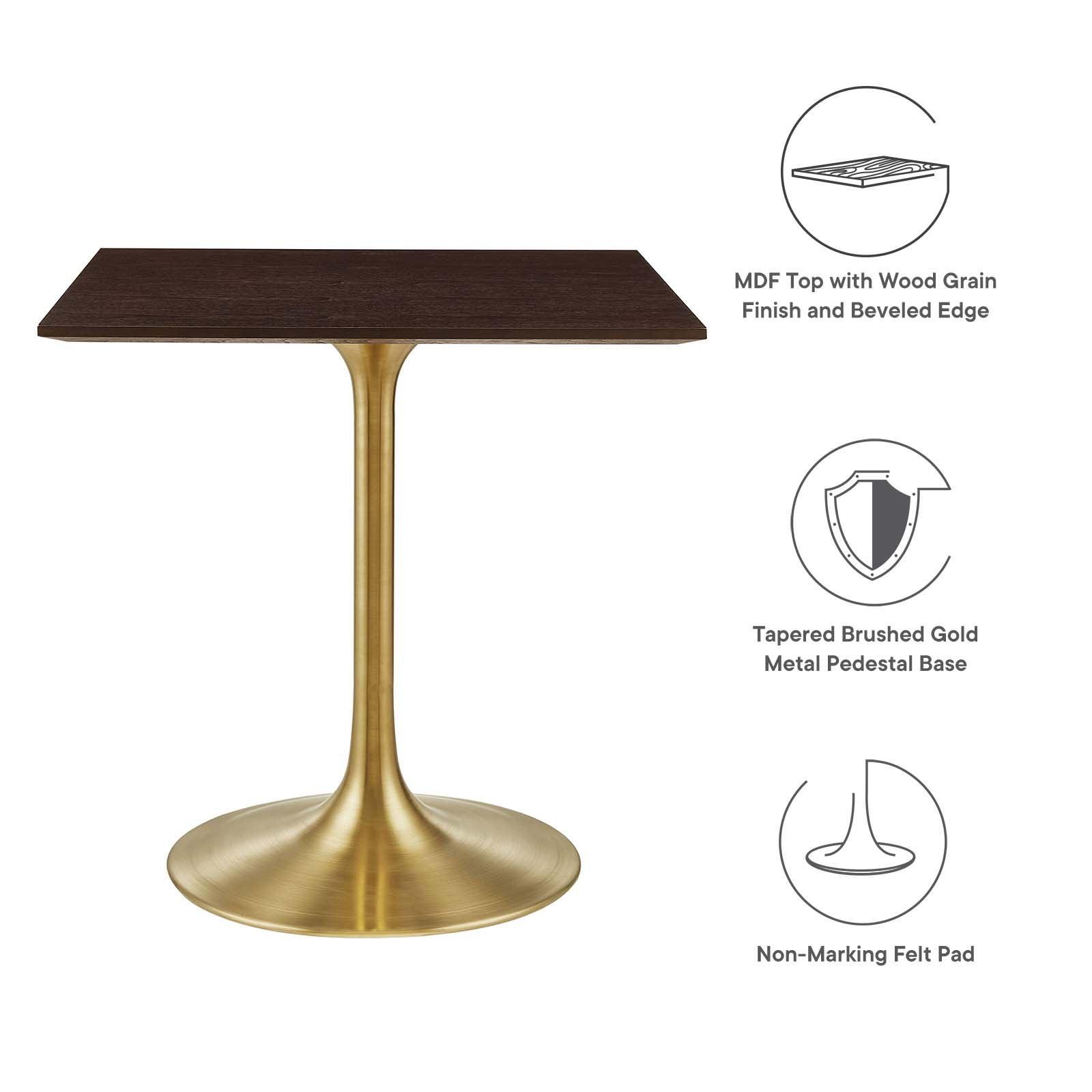 Modway Lippa 28" Square Walnut Dining Table FredCo