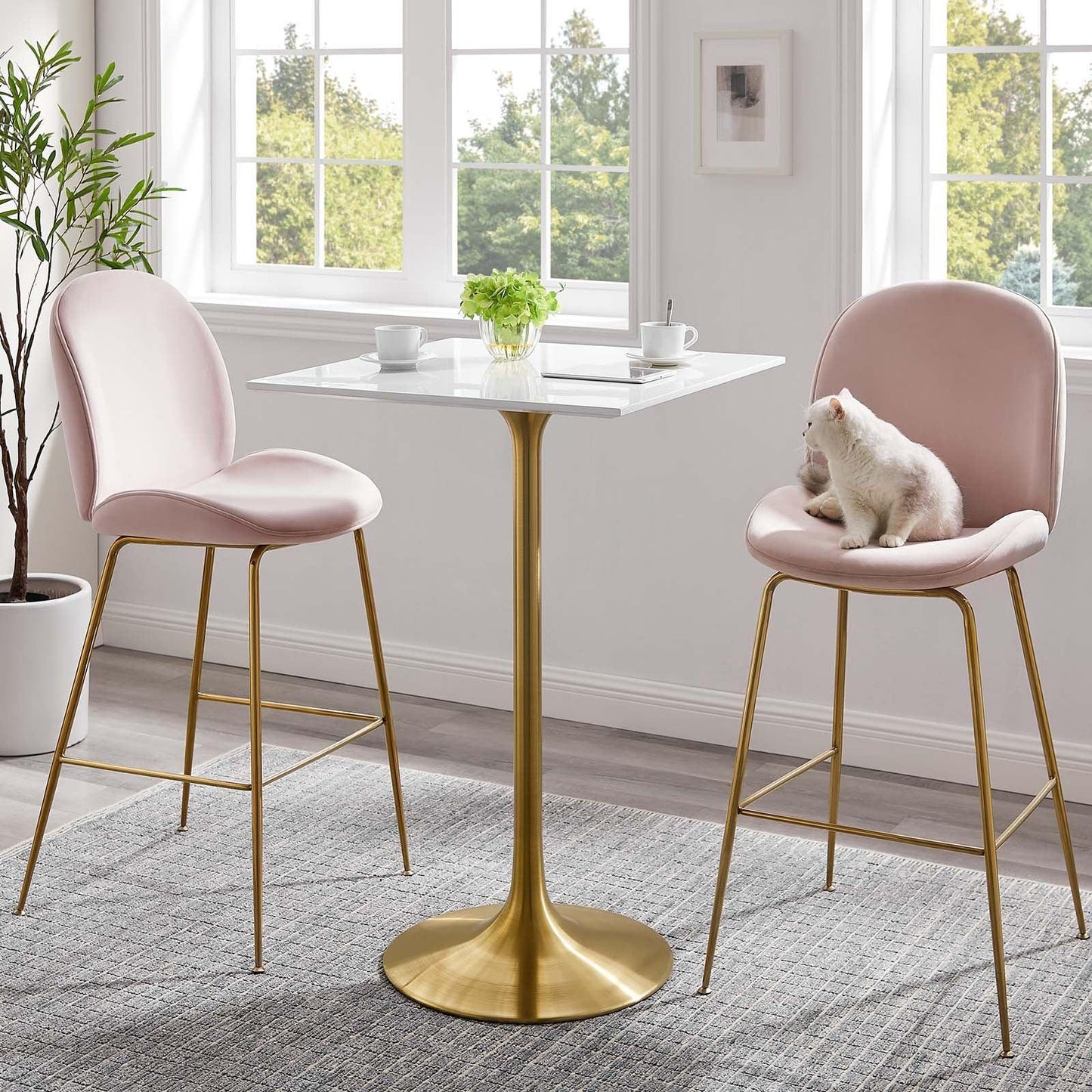 Modway Lippa 28" Square Wood Top Bar Table FredCo