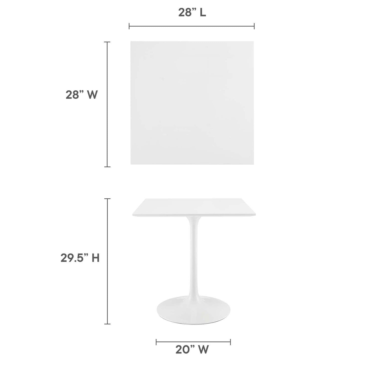 Modway Lippa 28" Square Wood Top Dining Table FredCo