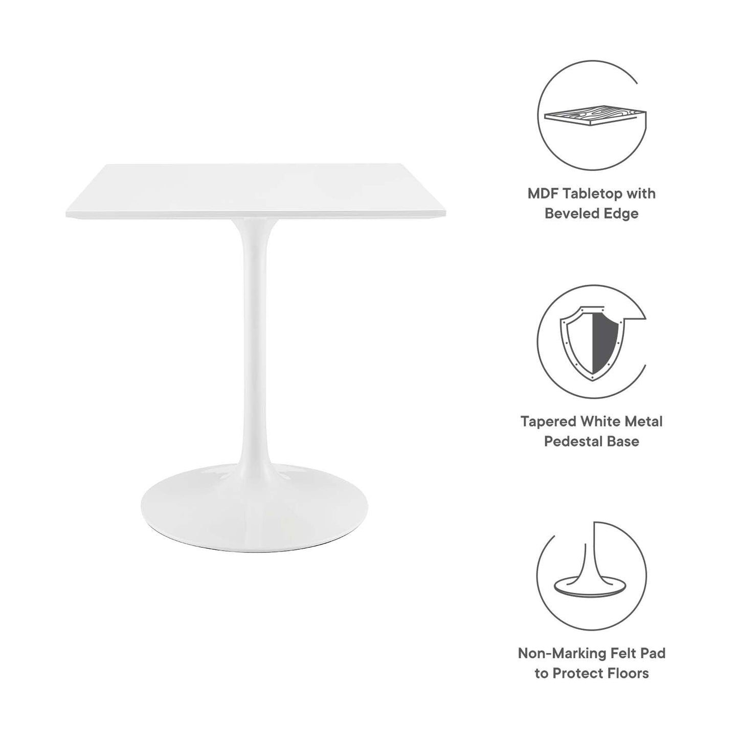 Modway Lippa 28" Square Wood Top Dining Table FredCo