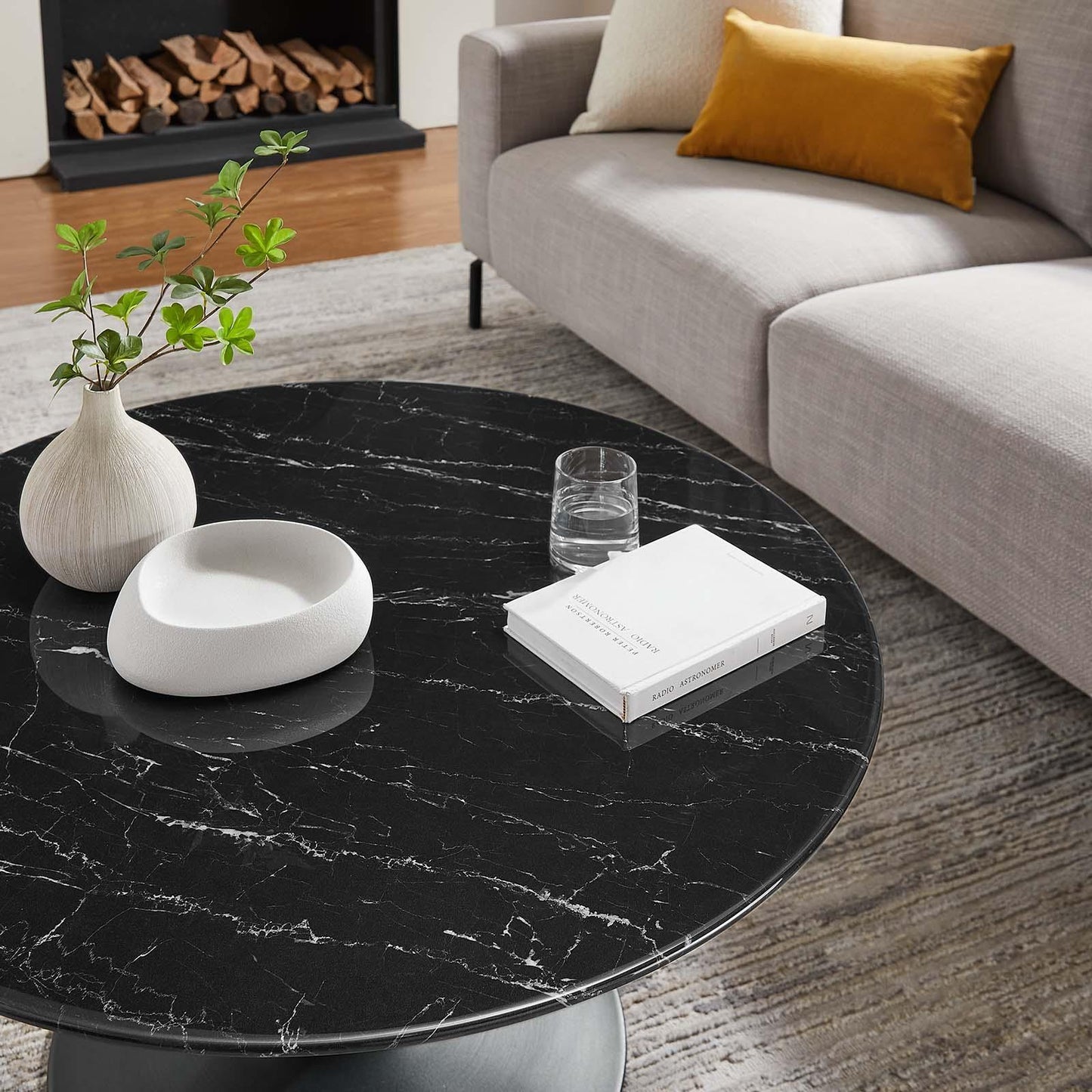 Modway Lippa 36" Round Artificial Marble Coffee Table FredCo