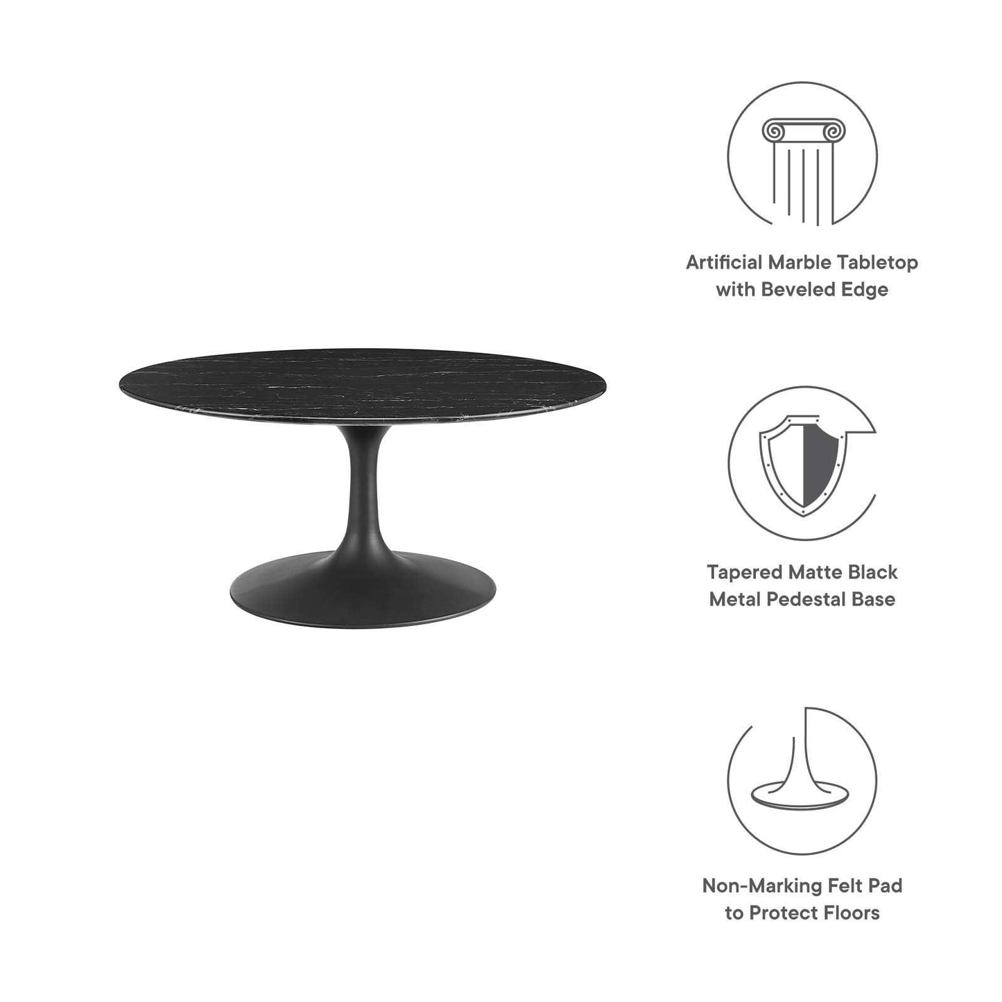 Modway Lippa 36" Round Artificial Marble Coffee Table FredCo