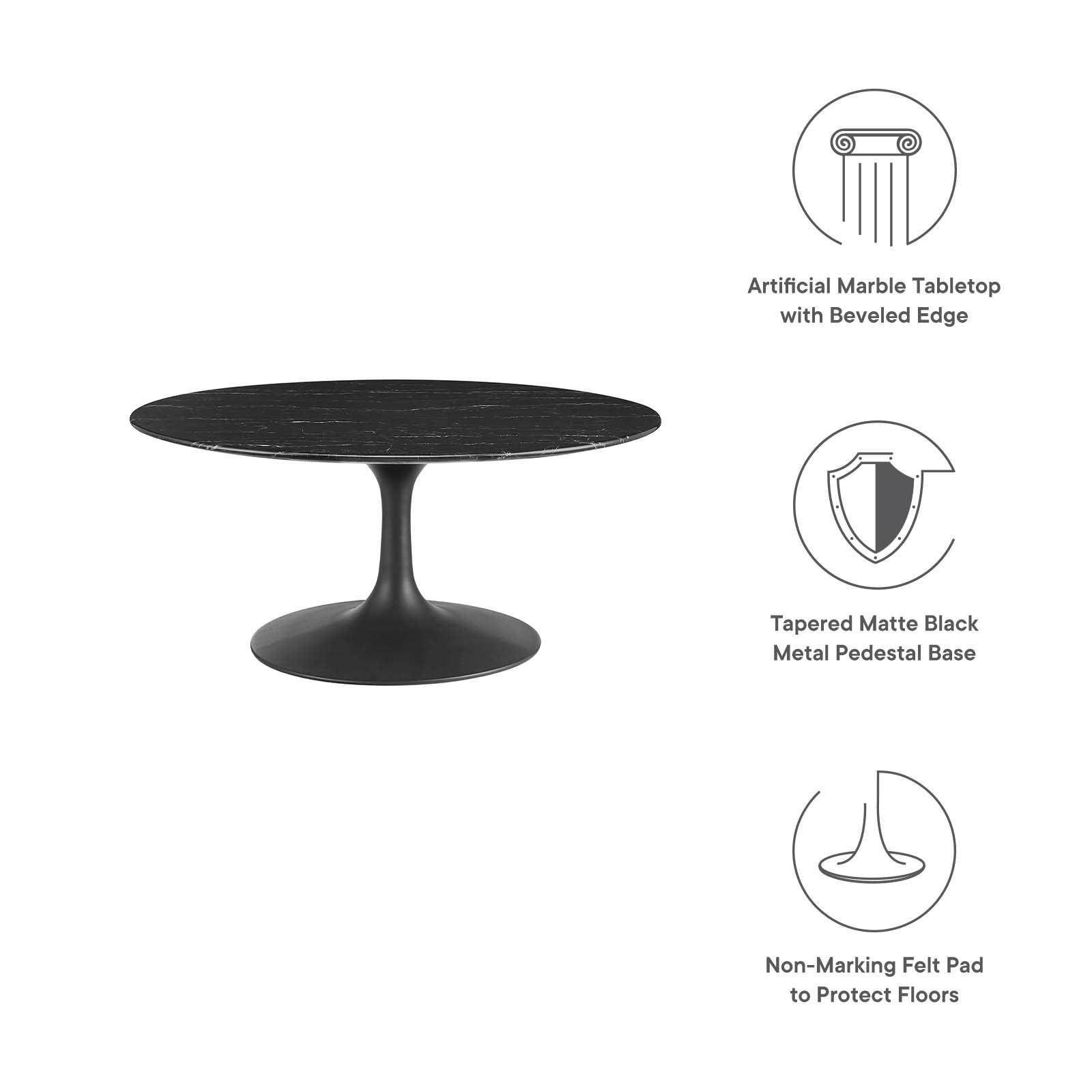Modway Lippa 36" Round Artificial Marble Coffee Table FredCo