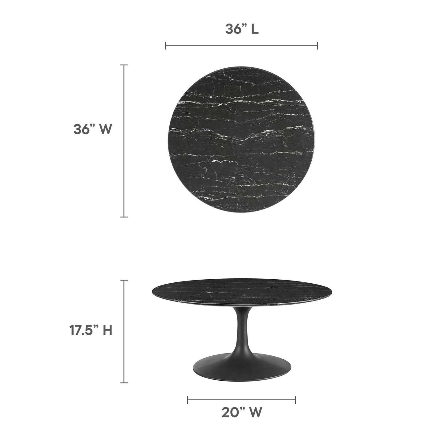 Modway Lippa 36" Round Artificial Marble Coffee Table FredCo