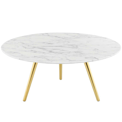 Modway Lippa 36" Round Artificial Marble Coffee Table with Tripod Base, EEI-3665 FredCo