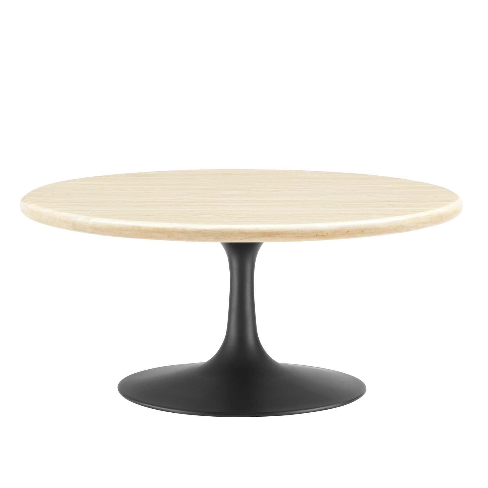 Modway Lippa 36” Round Artificial Travertine Coffee Table FredCo