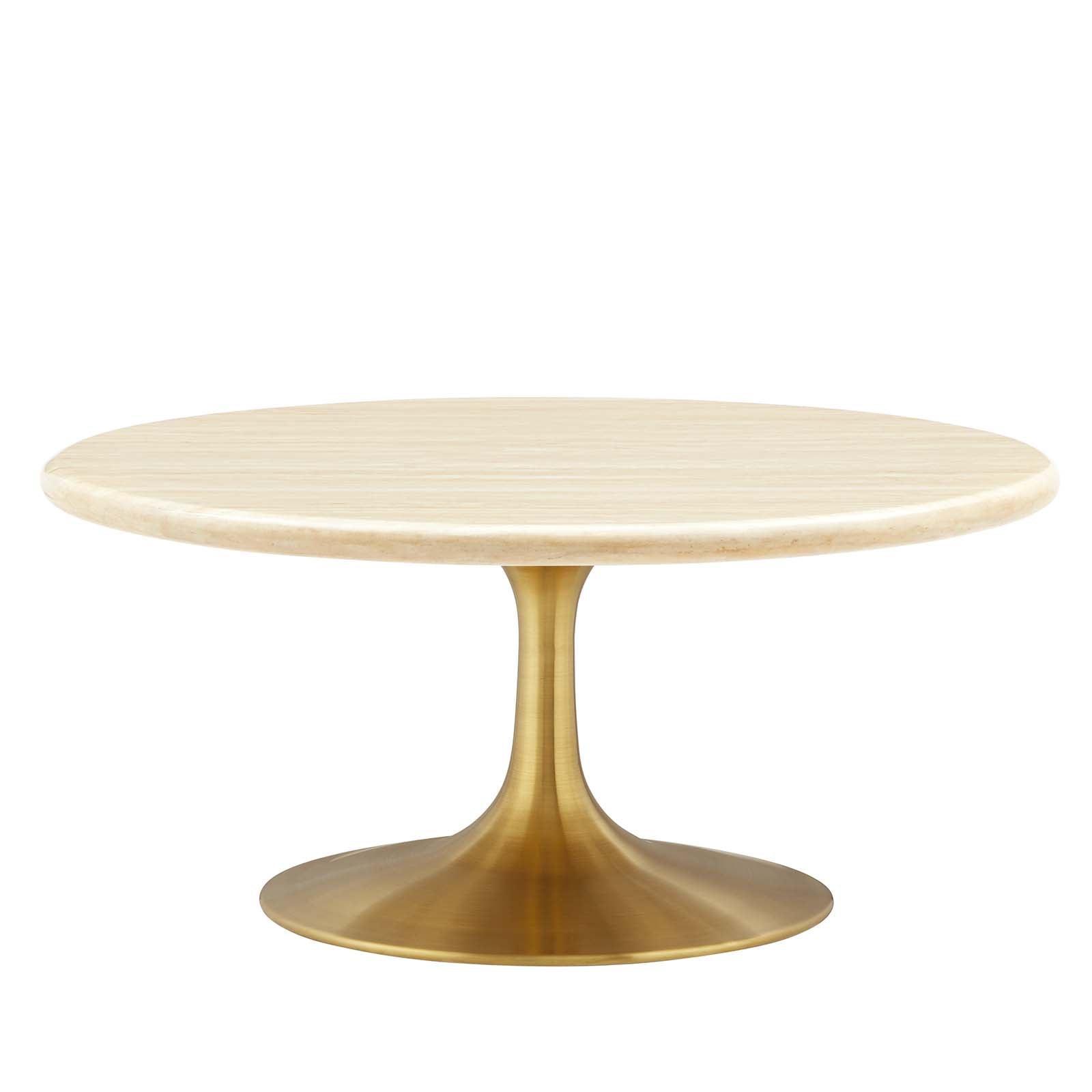 Modway Lippa 36” Round Artificial Travertine Coffee Table FredCo