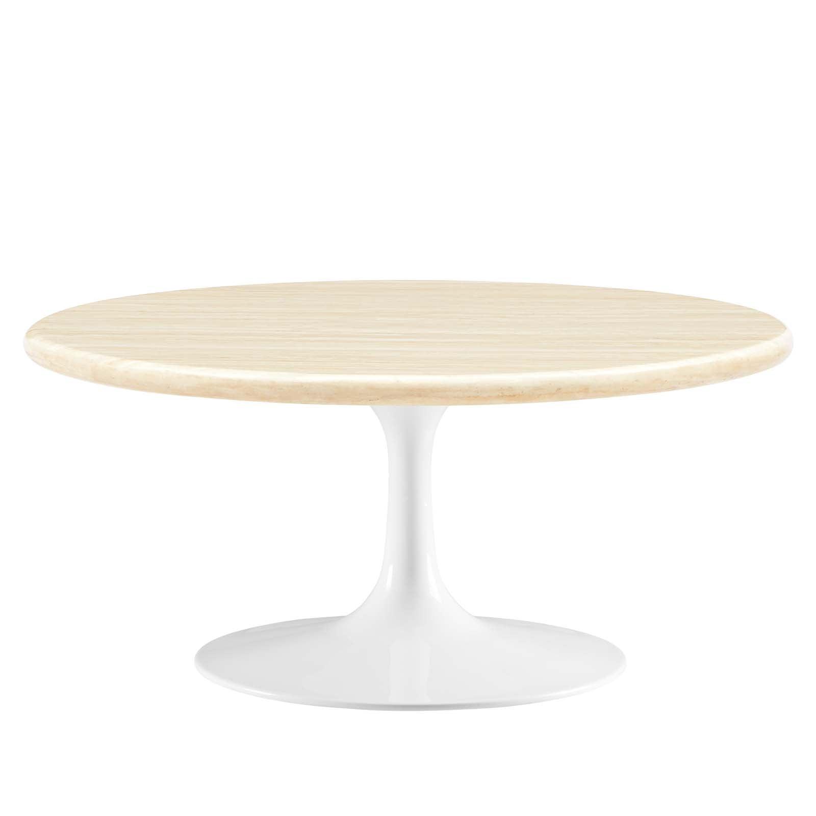 Modway Lippa 36” Round Artificial Travertine Coffee Table FredCo
