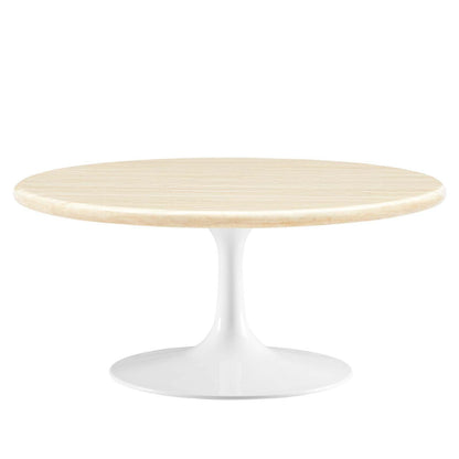 Modway Lippa 36” Round Artificial Travertine Coffee Table FredCo
