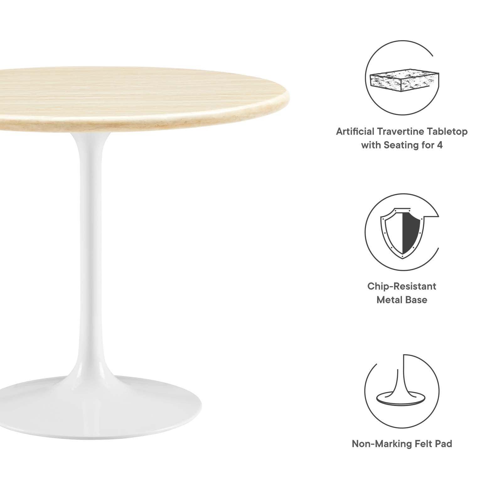 Modway Lippa 36” Round Artificial Travertine Dining Table FredCo