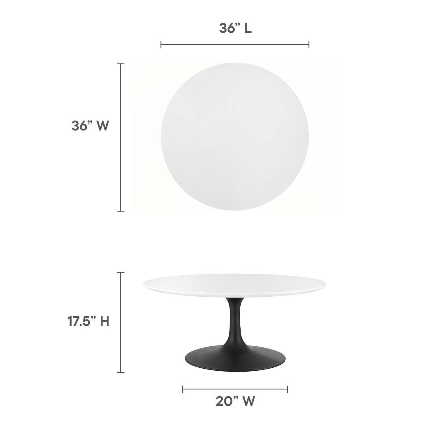 Modway Lippa 36" Round Coffee Table, EEI-3535 FredCo