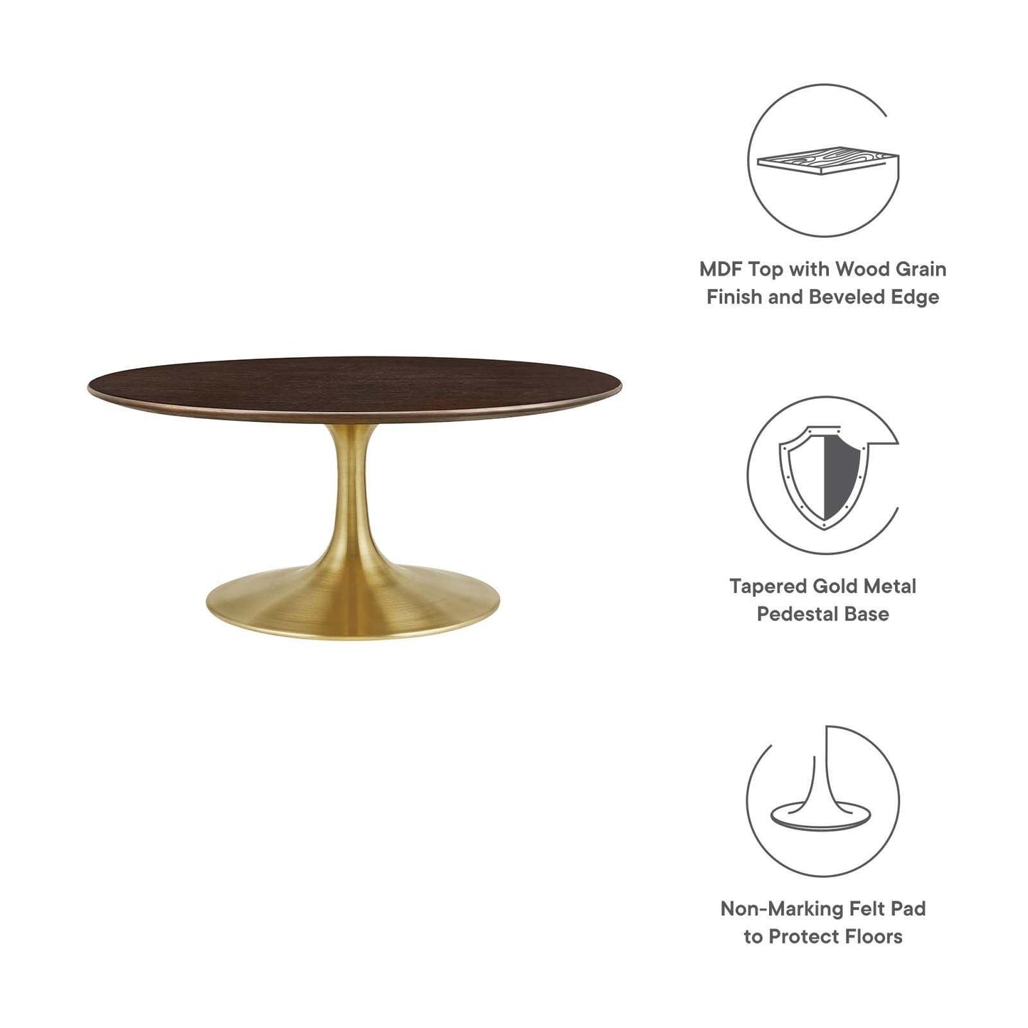 Modway Lippa 36" Round Wood Grain Coffee Table FredCo