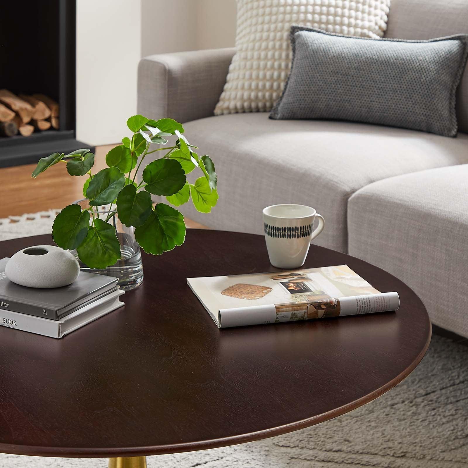 Modway Lippa 36" Round Wood Grain Coffee Table FredCo