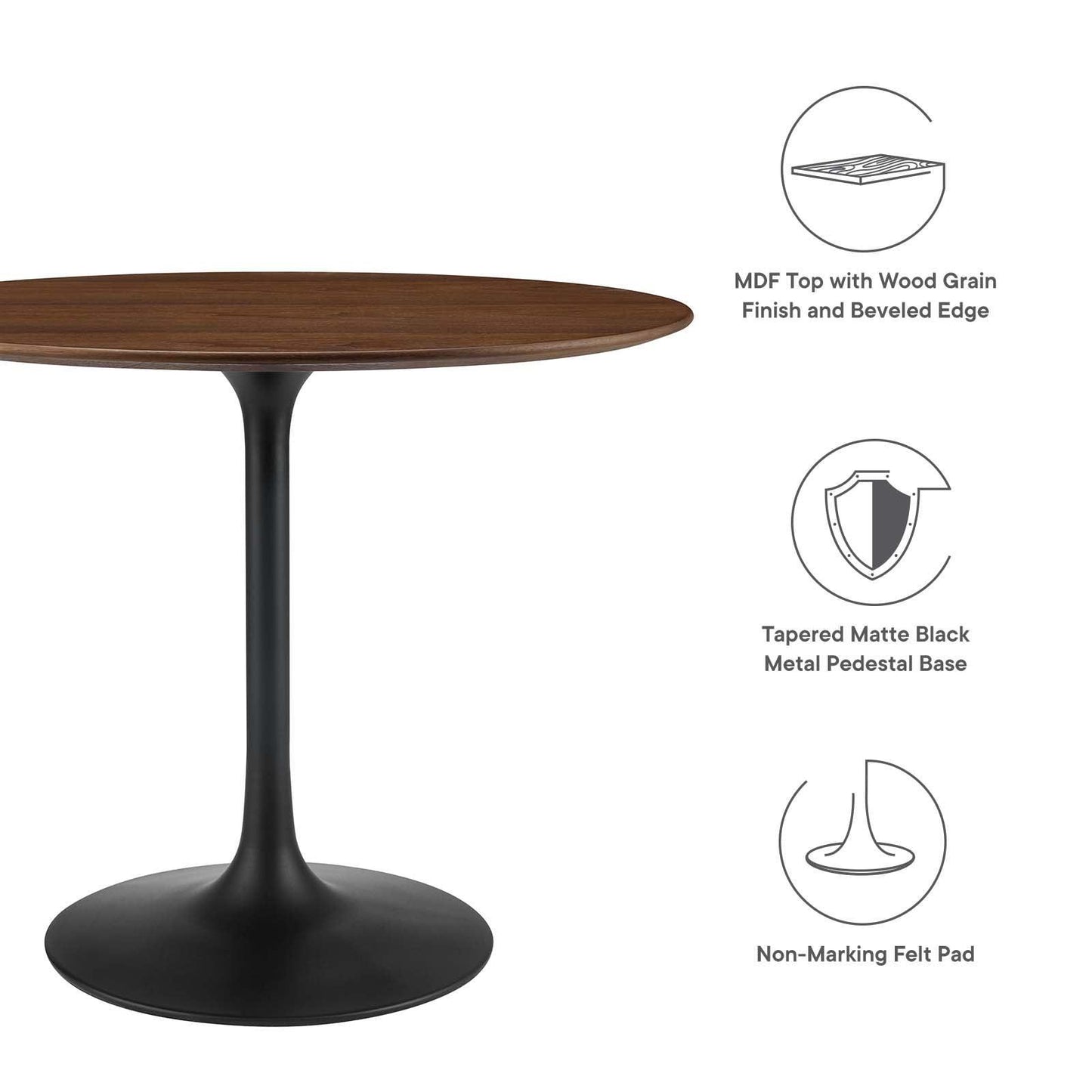 Modway Lippa 36" Round Wood Grain Dining Table FredCo