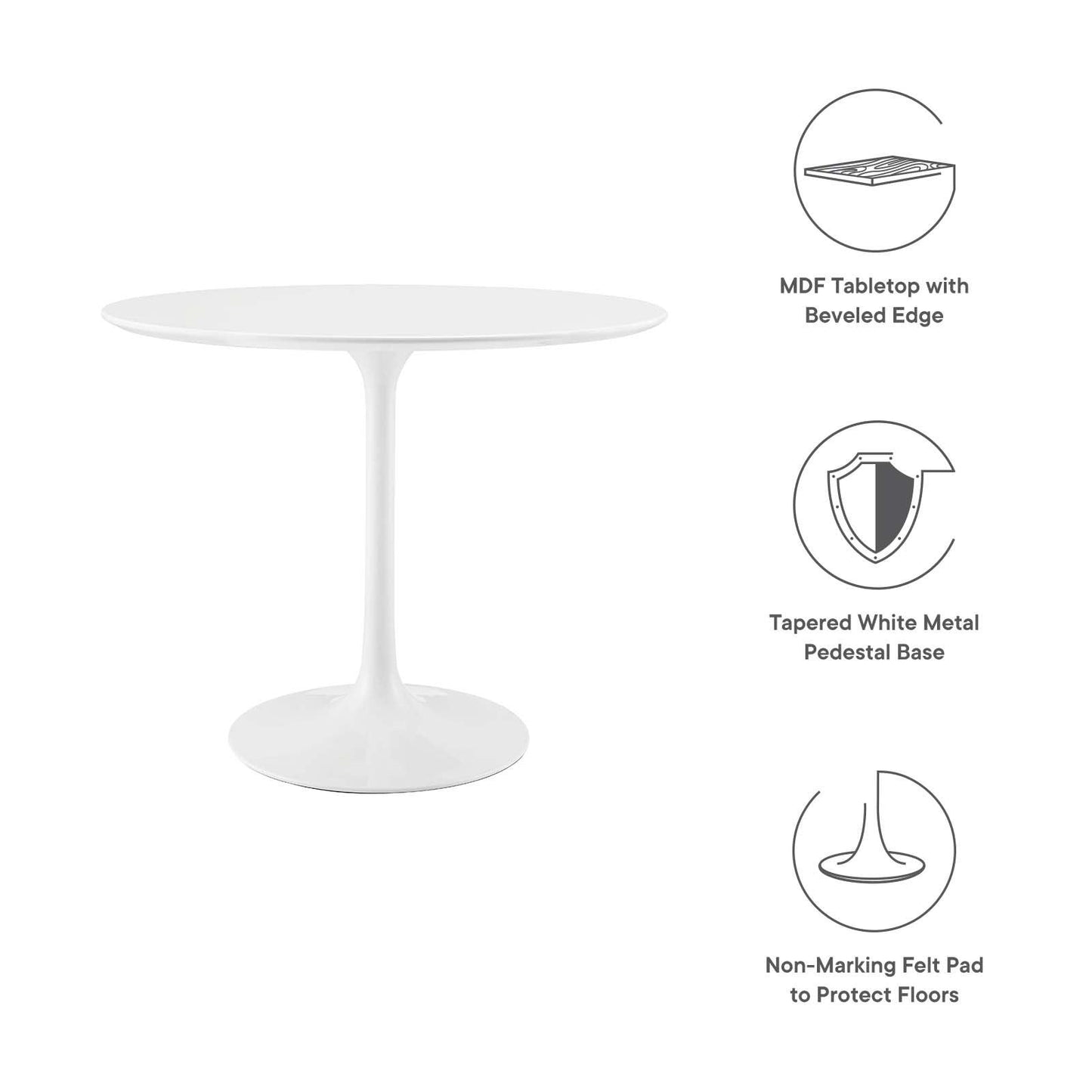 Modway Lippa 36" Round Wood Top Dining Table FredCo