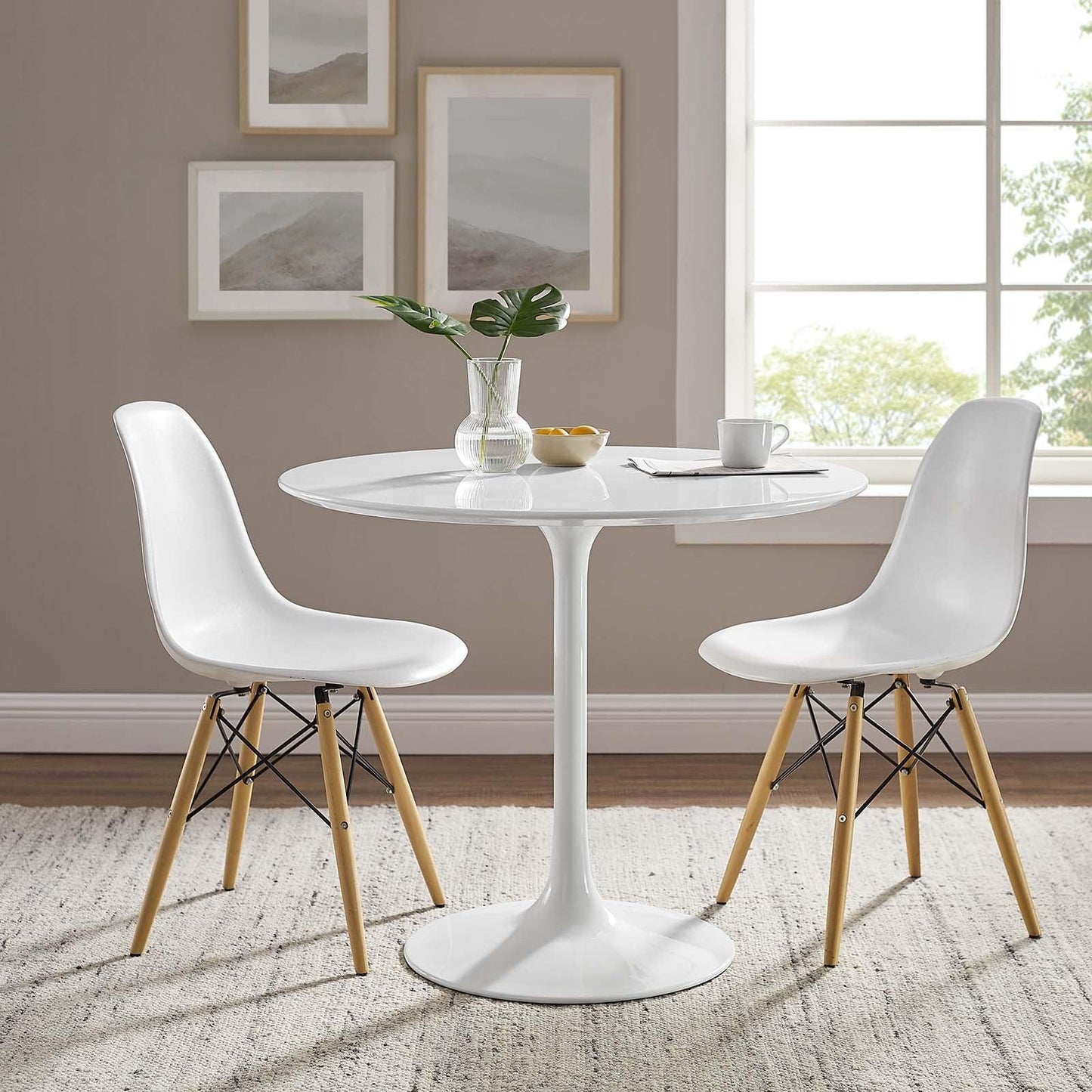 Modway Lippa 36" Round Wood Top Dining Table FredCo