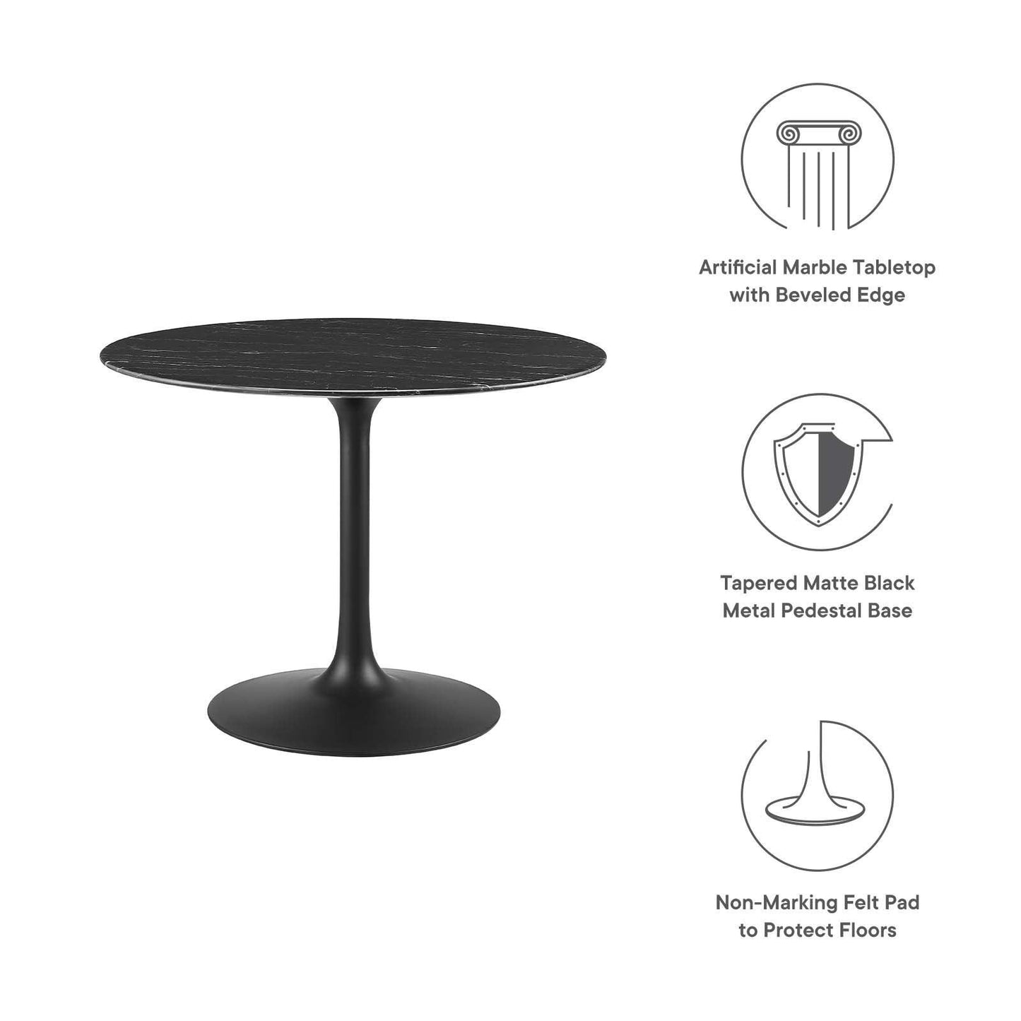 Modway Lippa 40" Artificial Marble Dining Table FredCo
