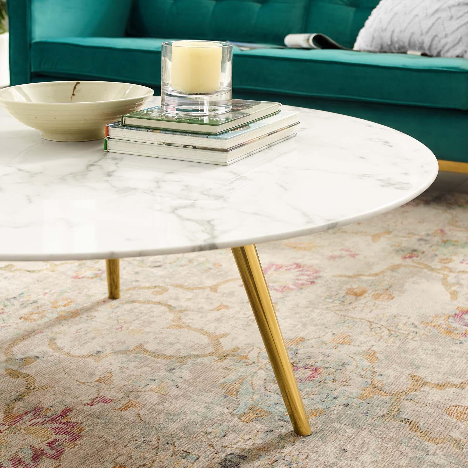 Modway Lippa 40" Round Artificial Marble Coffee Table with Tripod Base, EEI-3672 FredCo