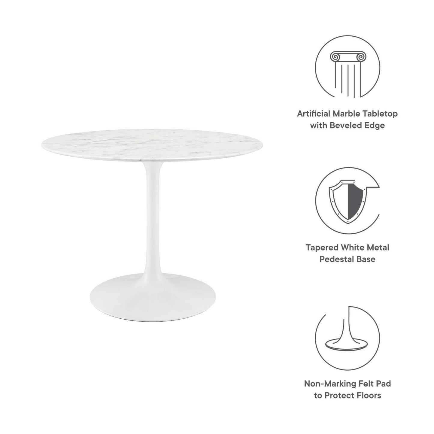 Modway Lippa 40" Round Artificial Marble Dining Table FredCo
